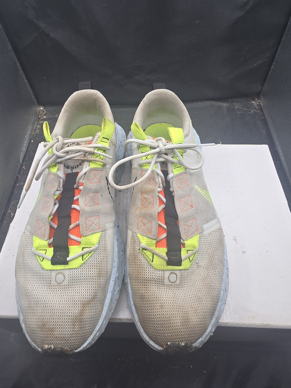 Nike Gray Sneakers with Neon Orange Tongue and Lime Insole